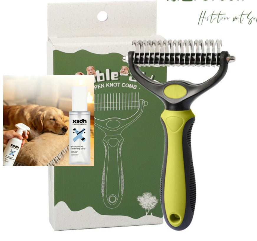 ⏳LAST DAY: Buy 2 Get 1 FREE! 🎉 #1 in UK Pet Grooming 2026 🏆Professional Double-Sided Deshedding Brush for Dogs & Cats – Reduces Shedding by 90%💪