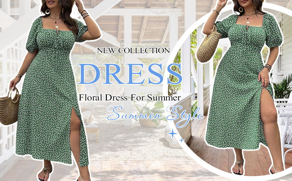 💃Summer Hot Sale-49% OFF💗Plus Size Split Floral Print Boho Maxi Dress