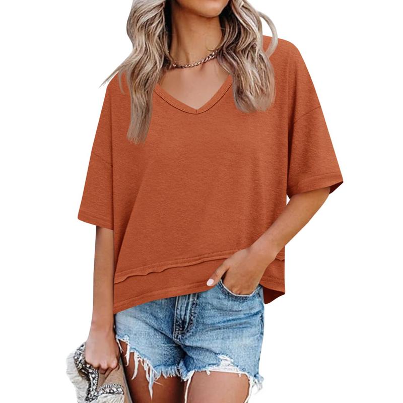 🏖️Summer Cool Deal: ONLY ￡12.99!💃Women's Half Sleeve V-Neck Top with Patchwork Hem