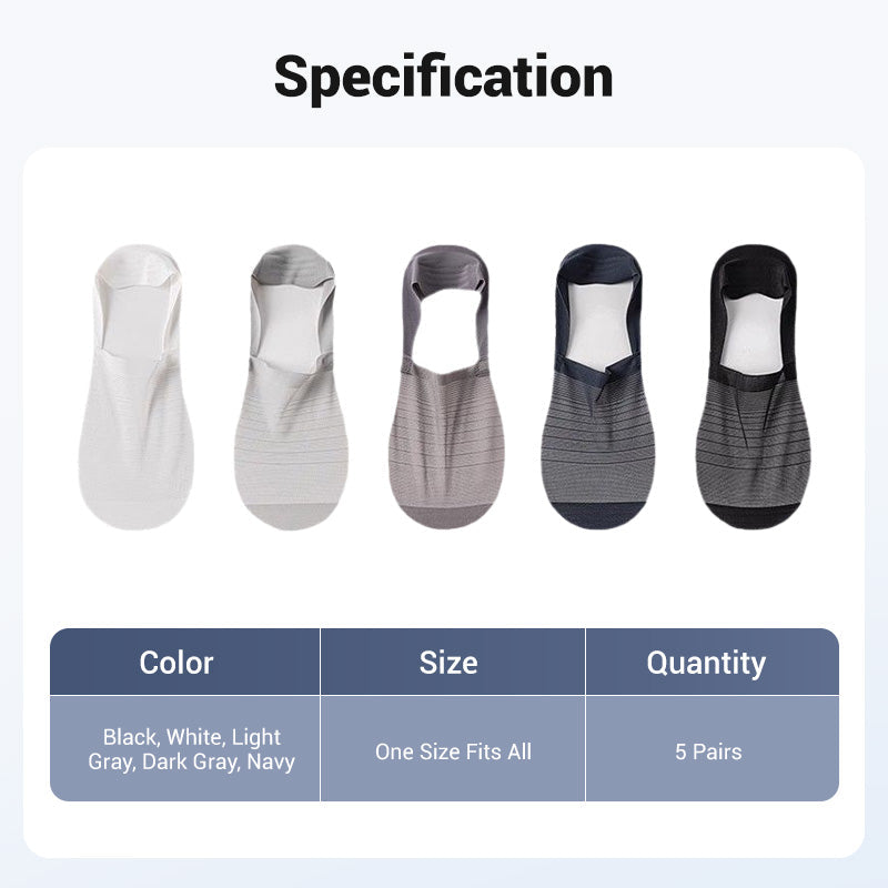 5 Pairs Ice Silk No-Show Socks Set