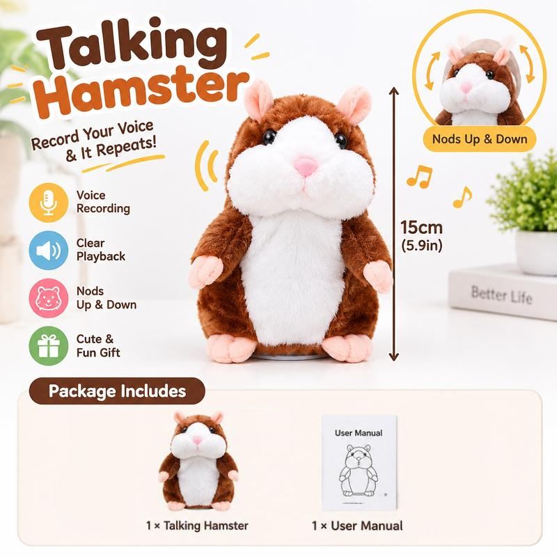 🐹 Last Day Special Price £8.99! ✨Talking Hamster Plush – repeats whatever you say, auto head-shaking, hilarious fun for kids & adults.🎁