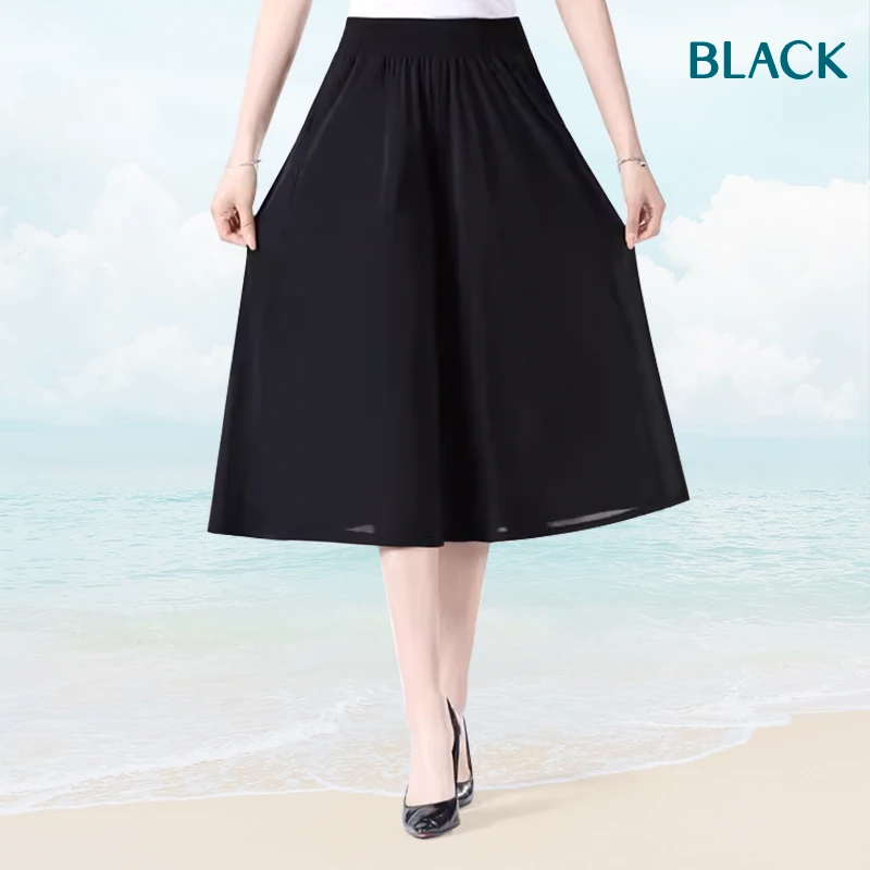 💕HOT SALE 70% OFF🌷💕 Women's High Elastic Waist Pleated Chiffon Wide Leg Culottes