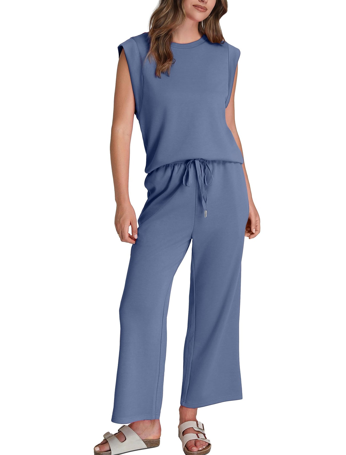 💕 Hot Sale 50% OFF🔥2025 New Women's  Cap Sleeve Top & Wide-Leg Pants 2-Piece Set