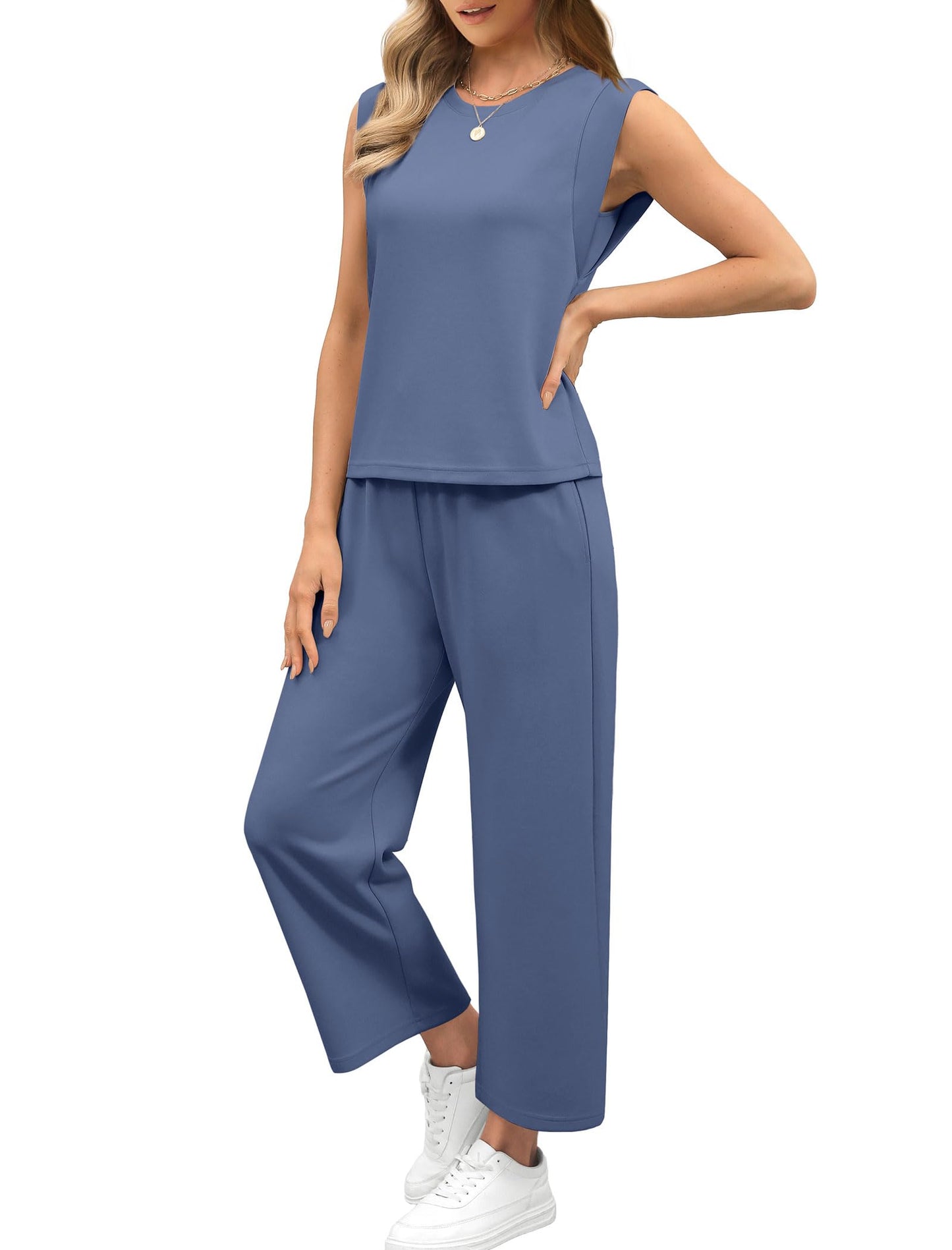 💕 Hot Sale 50% OFF🔥2025 New Women's  Cap Sleeve Top & Wide-Leg Pants 2-Piece Set