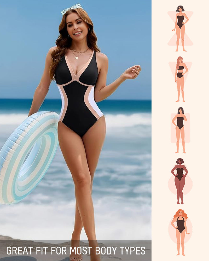 👙2026 NEW TYPE 50% OFF🔥Color Block Tummy Control One-Piece Swimsuit