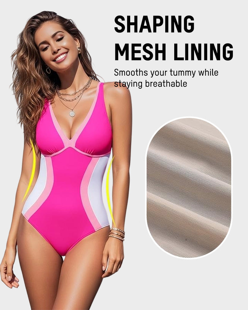 👙2026 NEW TYPE 50% OFF🔥Color Block Tummy Control One-Piece Swimsuit