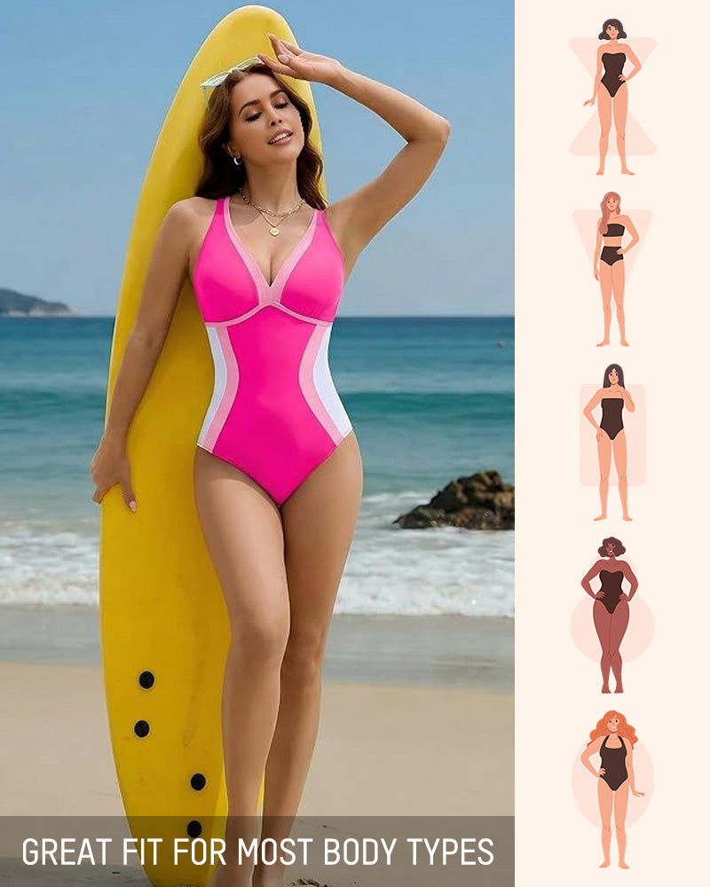 👙2026 NEW TYPE 50% OFF🔥Color Block Tummy Control One-Piece Swimsuit