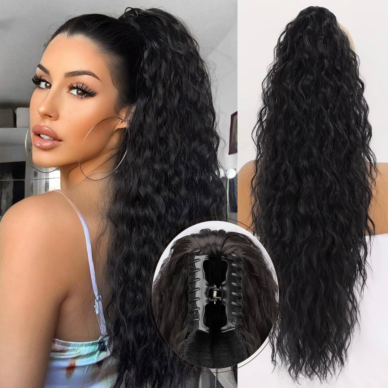 🫧🫧LAST DAY PROMOTION - 49%OFF🫧Curly Wavy Frizzy Hair Extension with Ponytail