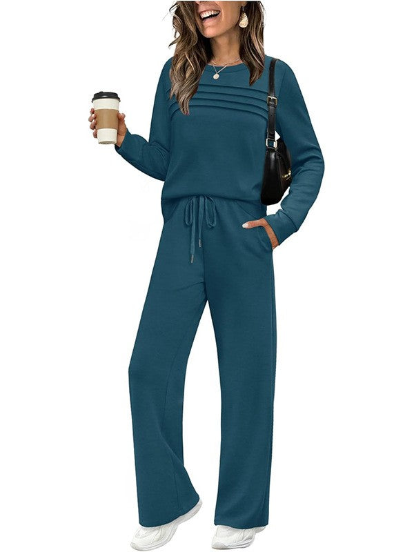 🥳2026 HOT SALE🥳💞50K+ SOLD!✨Women's Crew Neck Top & Drawstring Pants Set2