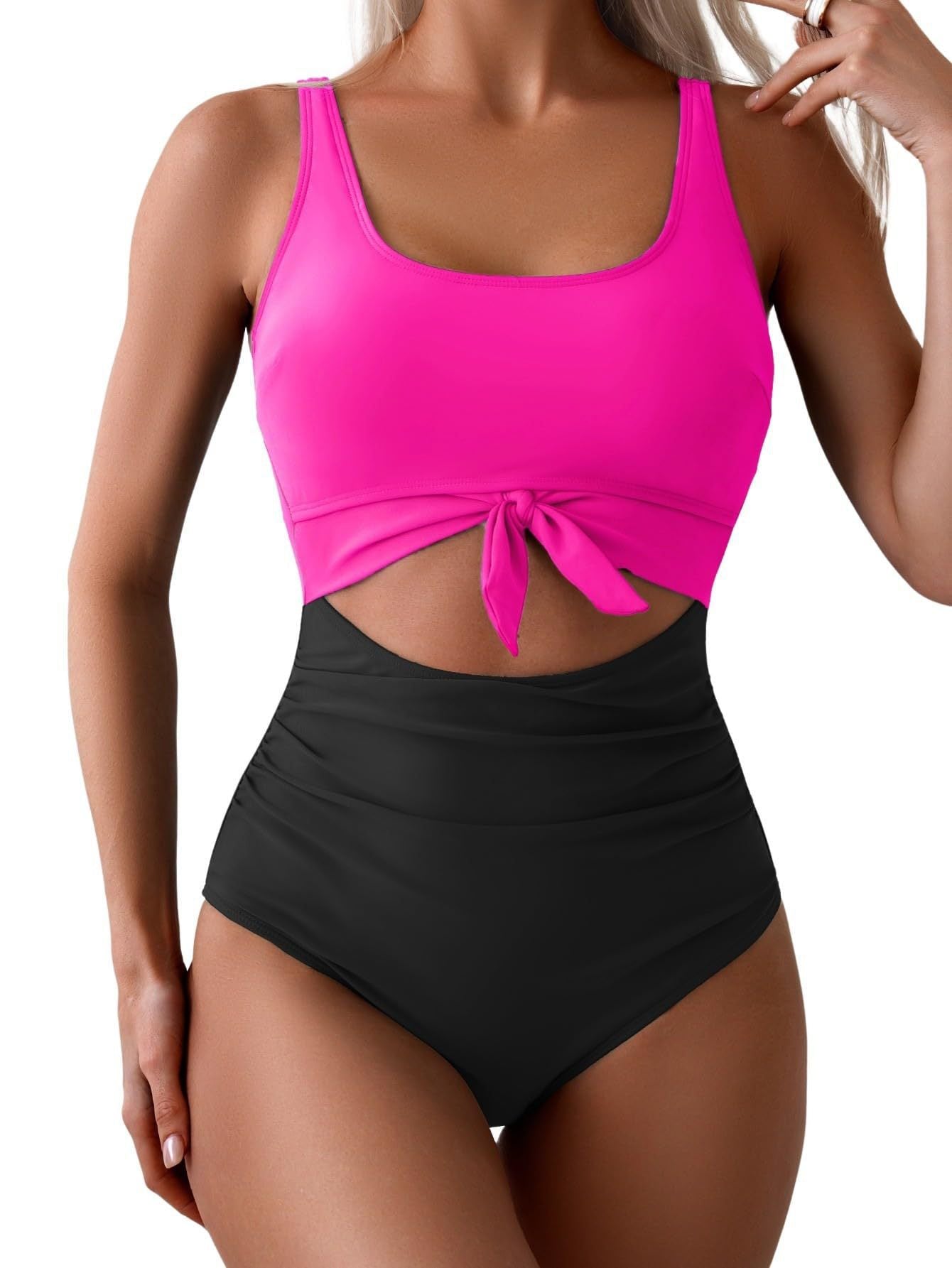 🔥Off-Season Sale-LAST DAY 50% OFF🔥🎁2026  Ruched Tie-Knot Tummy Control One-Piece Swimsuit1
