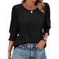 🌞Summer Hot Sale 49% OFF -Women Dressy Casual 3/4 Length Sleeve Blouses with Smocked Cuffs