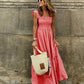💥Last Day Special Sale 49% OFF💃Women's Retro Plaid Smocked Dress Spaghetti Strap Flounce Long Dress With Pockets