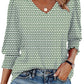 🌞Summer Hot Sale 49% OFF -Women Dressy Casual 3/4 Length Sleeve Blouses with Smocked Cuffs