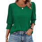 🌞Summer Hot Sale 49% OFF -Women Dressy Casual 3/4 Length Sleeve Blouses with Smocked Cuffs