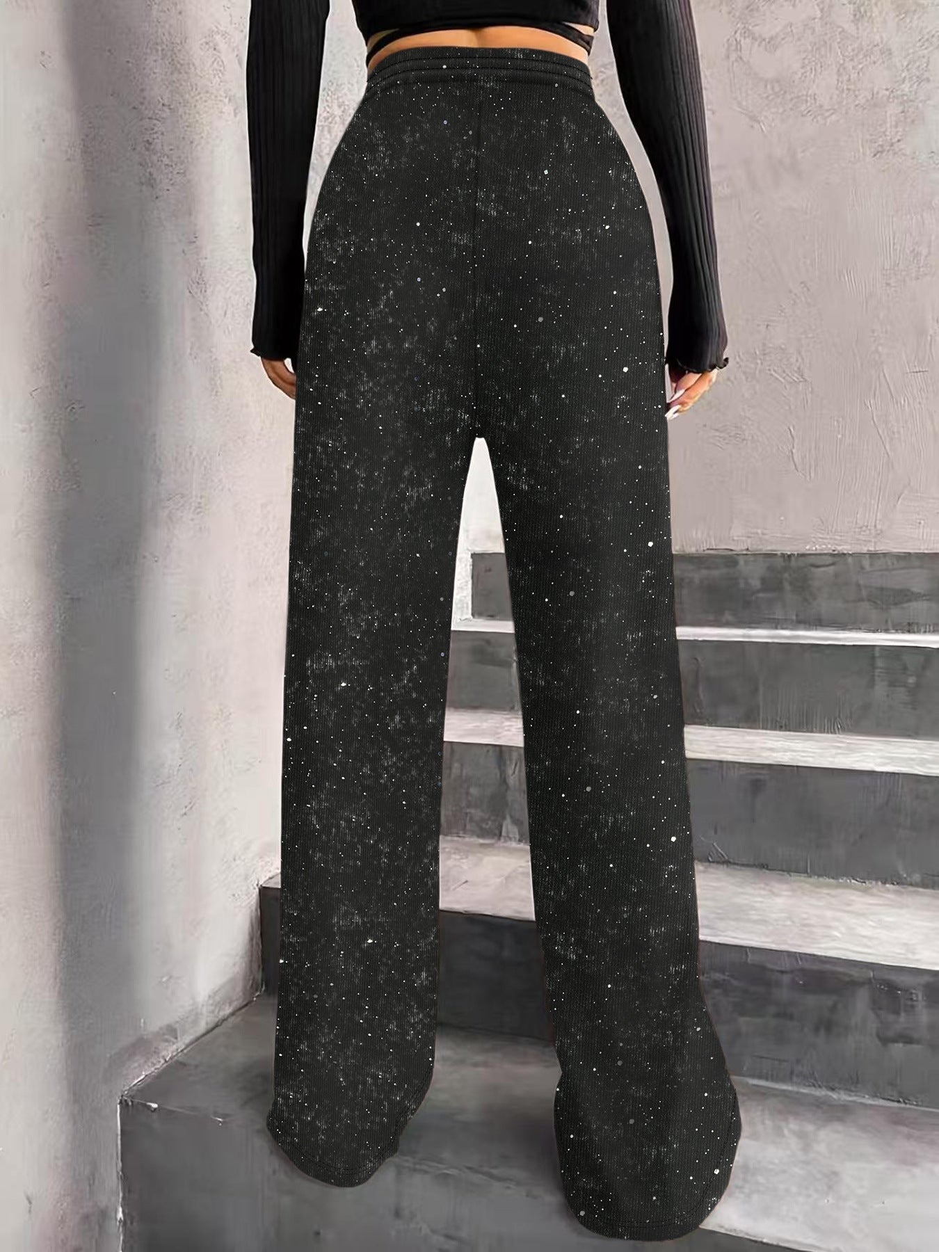 🎄LAST DAY SALE 50% OFF🥰Women's Sequin Sparkle Wide Leg Pants with Elastic Waistband