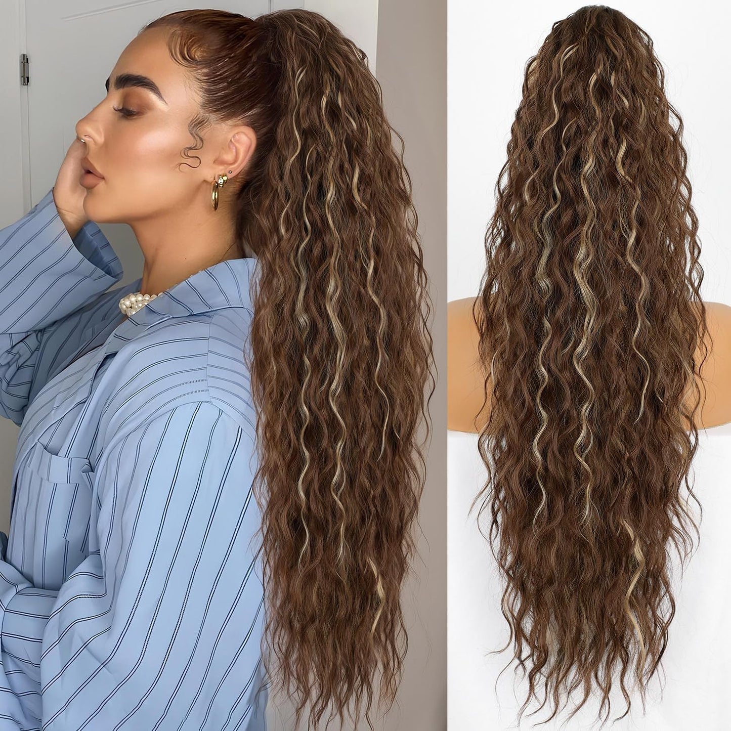 🫧🫧LAST DAY PROMOTION - 49%OFF🫧Curly Wavy Frizzy Hair Extension with Ponytail