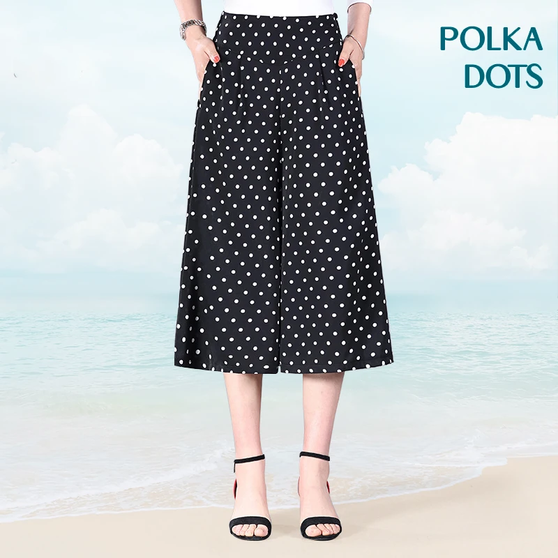 💕HOT SALE 70% OFF🌷💕 Women's High Elastic Waist Pleated Chiffon Wide Leg Culottes