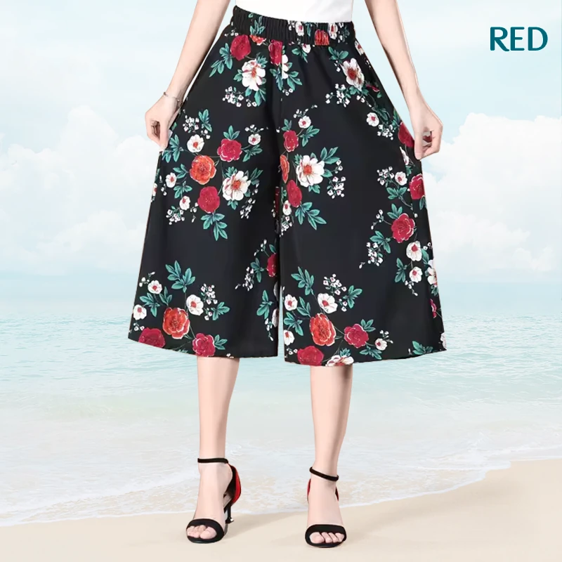 💕HOT SALE 70% OFF🌷💕 Women's High Elastic Waist Pleated Chiffon Wide Leg Culottes