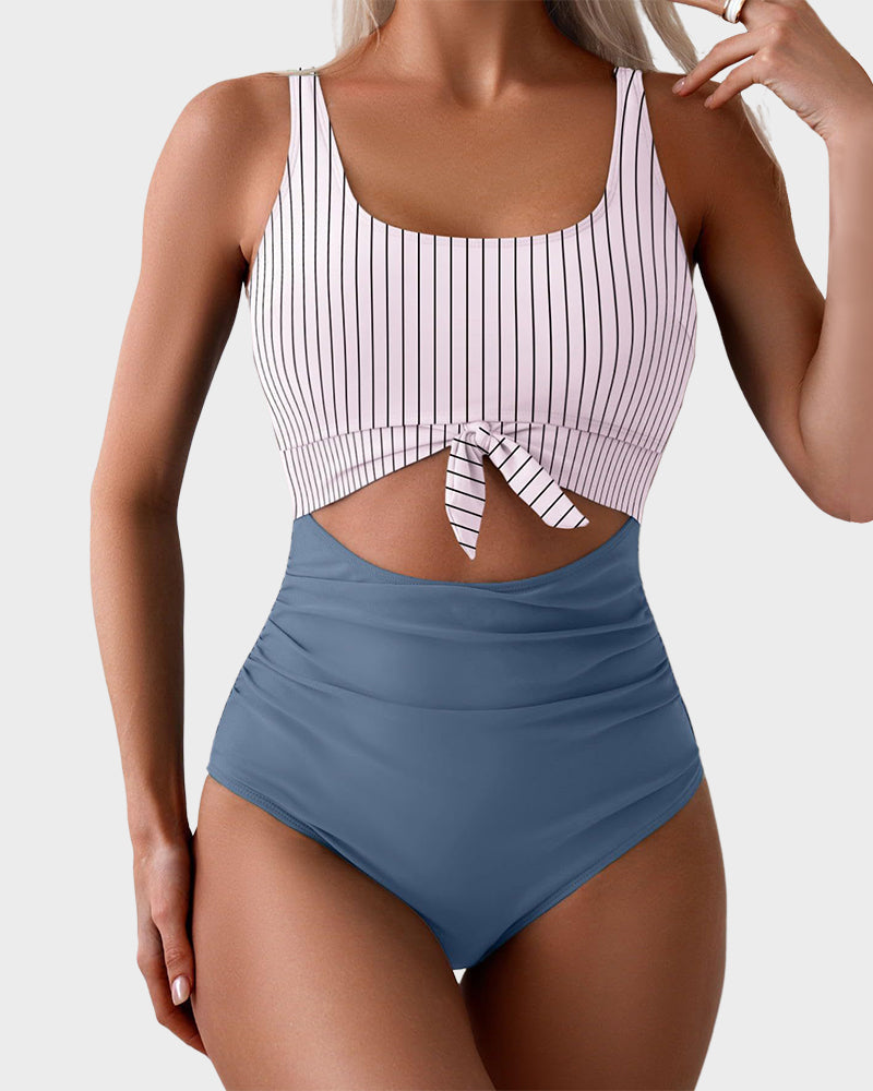 🔥Off-Season Sale-LAST DAY 50% OFF🔥🎁2026  Ruched Tie-Knot Tummy Control One-Piece Swimsuit1