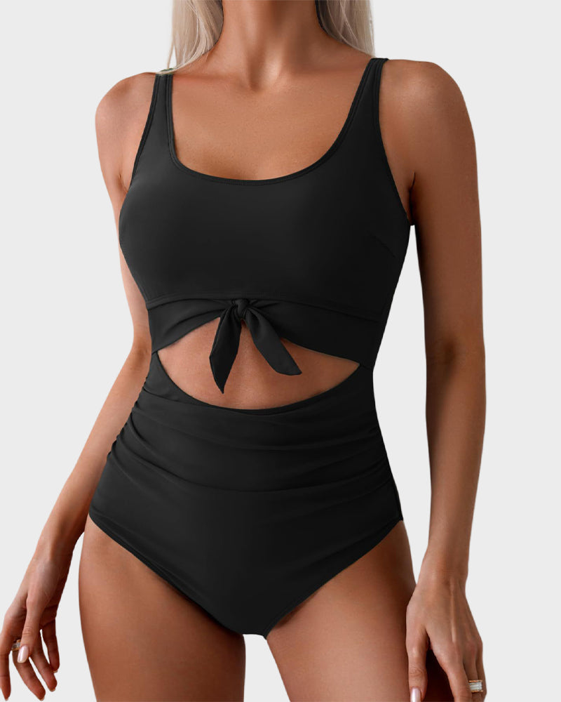 🔥Off-Season Sale-LAST DAY 50% OFF🔥🎁2026  Ruched Tie-Knot Tummy Control One-Piece Swimsuit1