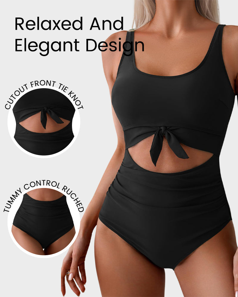 🔥Off-Season Sale-LAST DAY 50% OFF🔥🎁2026  Ruched Tie-Knot Tummy Control One-Piece Swimsuit1
