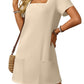 💕Last Day Promotion 49% OFF👗Women's Casual Square Neck Pocket Short Sleeve Dress with Pockets