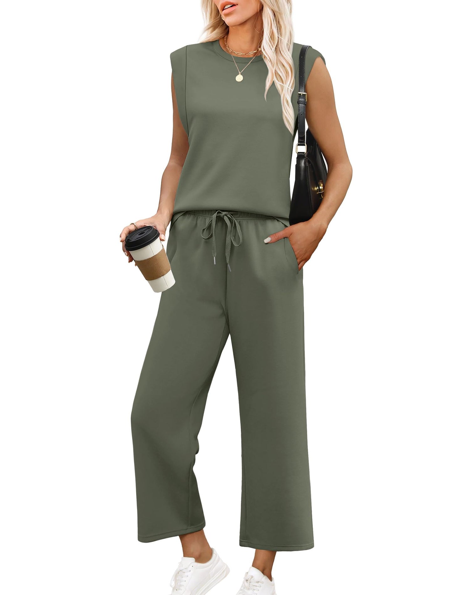 💕 Hot Sale 50% OFF🔥2025 New Women's  Cap Sleeve Top & Wide-Leg Pants 2-Piece Set