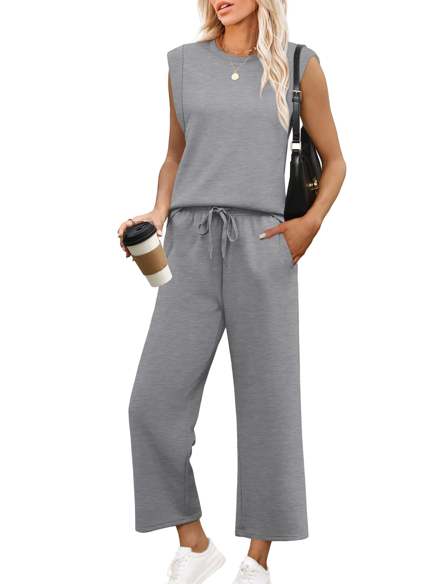 💕 Hot Sale 50% OFF🔥2025 New Women's  Cap Sleeve Top & Wide-Leg Pants 2-Piece Set