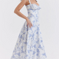 💕HOT SALE 49% OFF💕Frenchy Style All Over Print Ruched Women Lace Up Dress🌸