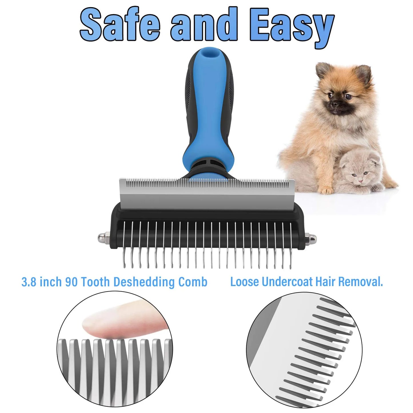 ⏳LAST DAY: Buy 2 Get 1 FREE! 🎉 #1 in UK Pet Grooming 2026 🏆Professional Double-Sided Deshedding Brush for Dogs & Cats – Reduces Shedding by 90%💪