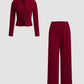🌈2025 Autumn Hot Sale 49%OFF 🌈 Slim-Fit Long-Sleeve Button-Up Top & Wide-Leg Pants 2-Piece Set