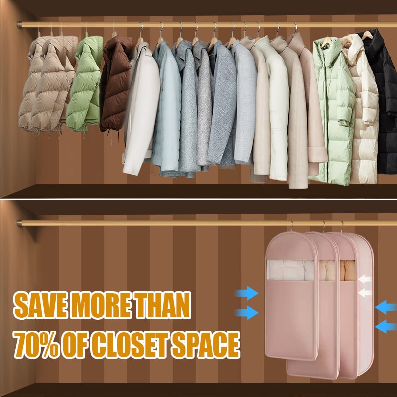 🔥2025  Space Saving Hanging Garment Bag with Self Compression Zipper