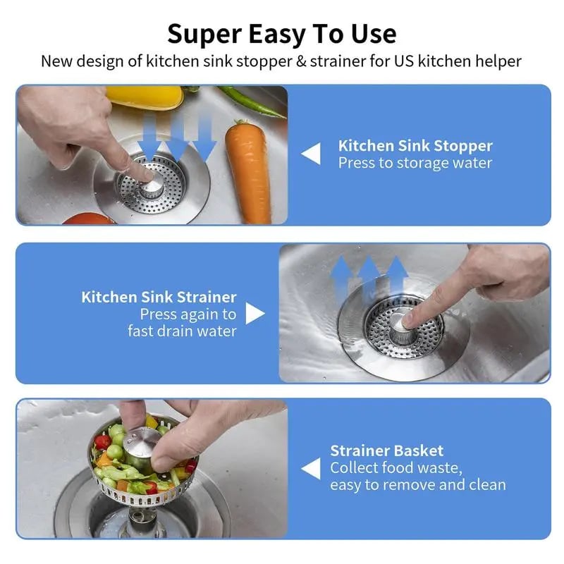 🔥2025 Year Hot Sale🔥3 in 1 Kitchen Sink Drain Strainer Kitchen Gadgets