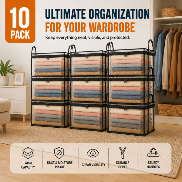 ⏳LAST DAY BUY 2 GET 1 FREE!!💕Transparent Storage Bag – Large, Dust & Moisture-Proof with Handle✨Ultimate All-in-One Organizer for Clothes, Toys, Books, Stuffed Animals & Absolutely Everything! 🧸📚👕🧦