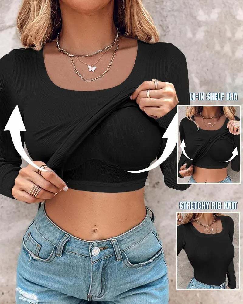 🔥 Promotion - 49% off✨ Women's ribbed knit tank top with shelf bra