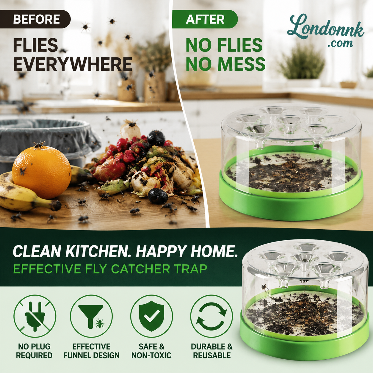 🏆Flash Sale⚡50K+ SOLD! Almost Gone-💥🔌✅ Reusable fly trap—no electricity, no poison! 🏠 Safe to use in the kitchen and around children and pets.
