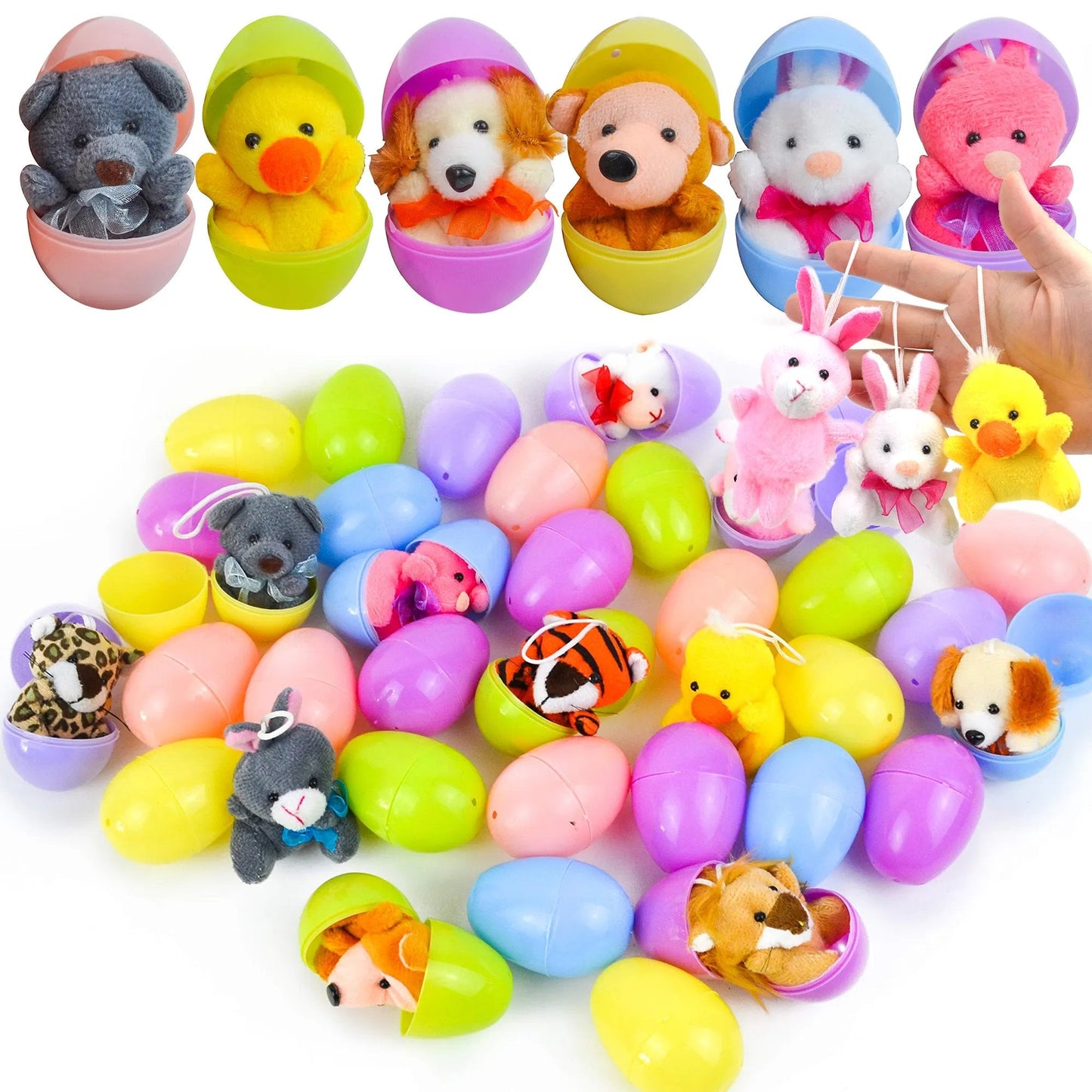 🔥HOT SALE 49% OFF-12/24/36 Pcs Prefilled Easter Eggs, Filled with Plush Animal Toys