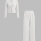🌈2025 Autumn Hot Sale 49%OFF 🌈 Slim-Fit Long-Sleeve Button-Up Top & Wide-Leg Pants 2-Piece Set