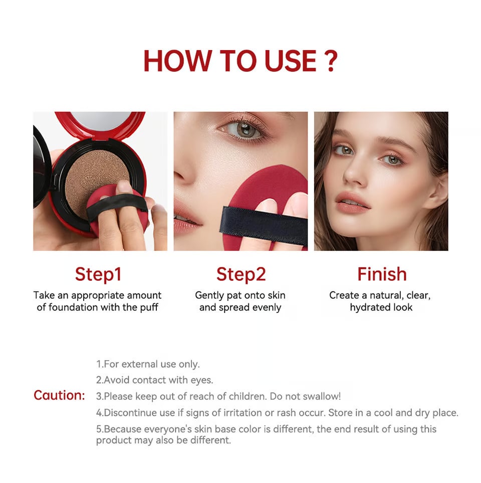 🔥🎉2025 HOT SALE 🎉Buy 1 Get 1 Free✨High-Coverage Hydrating Long-Lasting Red Cushion Foundation