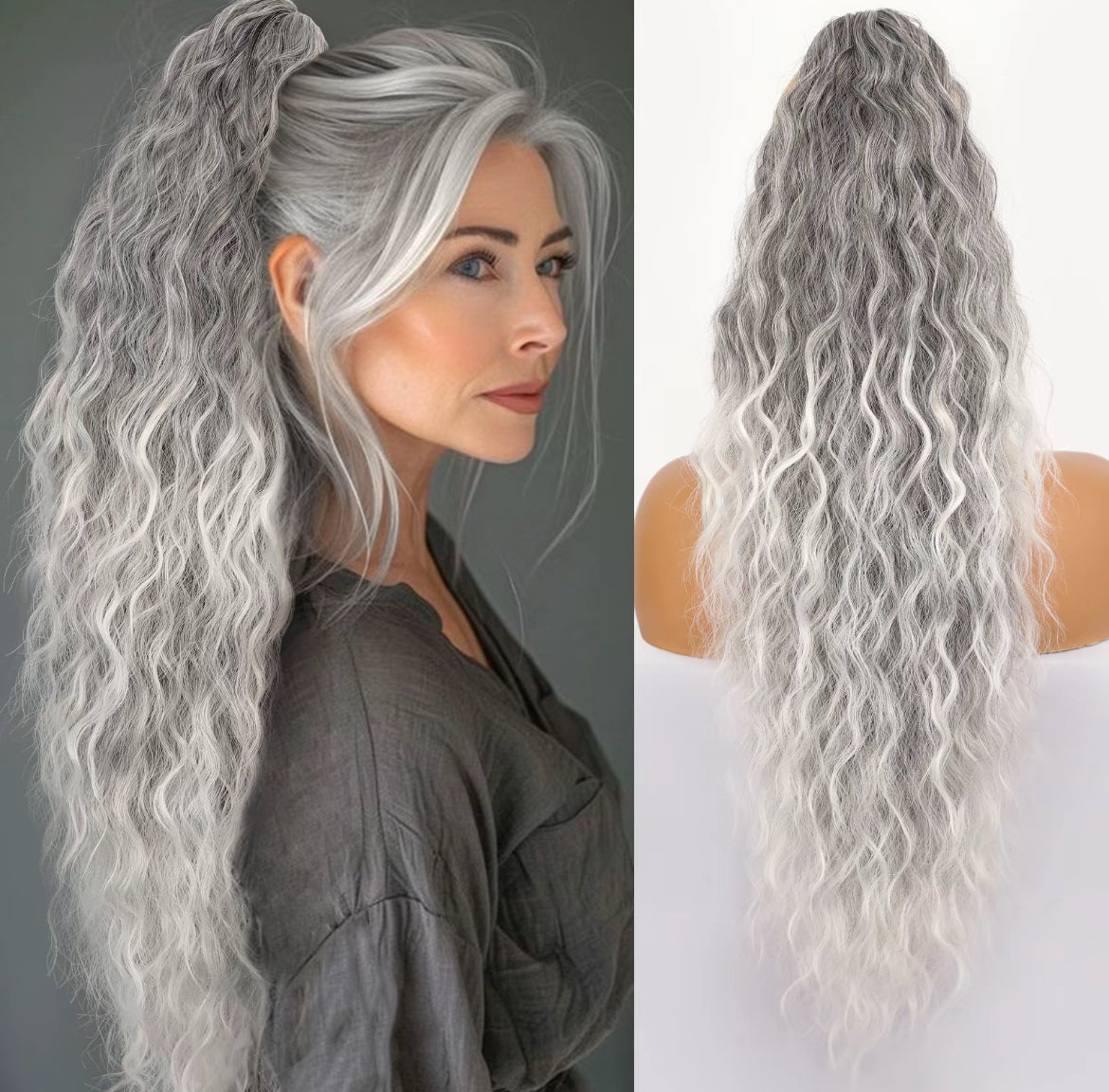 🫧🫧LAST DAY PROMOTION - 49%OFF🫧Curly Wavy Frizzy Hair Extension with Ponytail