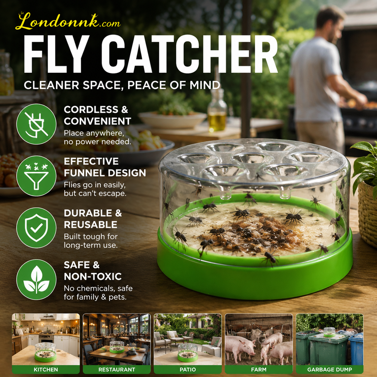 🏆Flash Sale⚡50K+ SOLD! Almost Gone-💥🔌✅ Reusable fly trap—no electricity, no poison! 🏠 Safe to use in the kitchen and around children and pets.