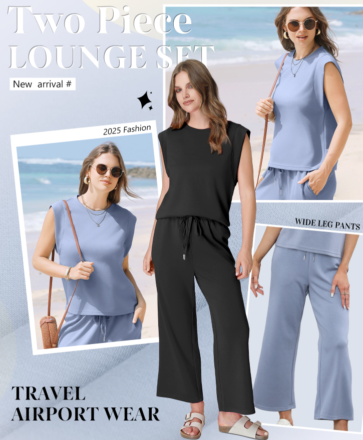💕 Hot Sale 50% OFF🔥2025 New Women's  Cap Sleeve Top & Wide-Leg Pants 2-Piece Set