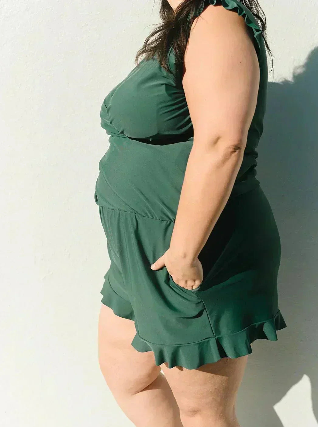 🎉Vacation Sale🔥😍Swim Romper Built-in Bra & Shorts with Pockets