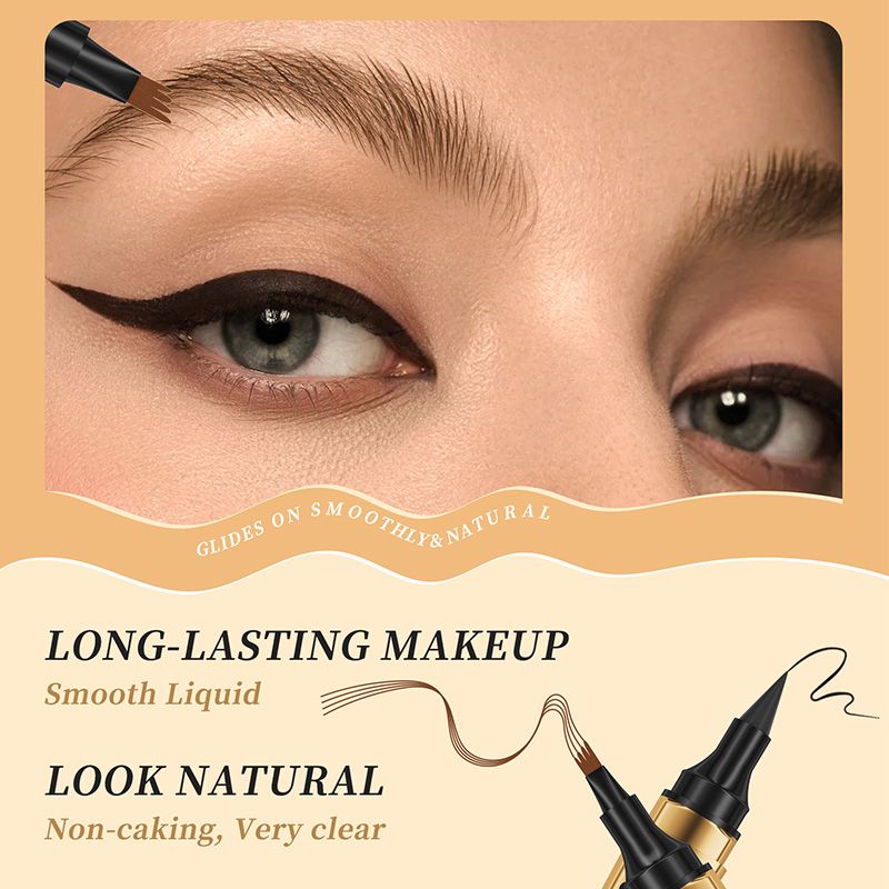 2-in-1 Waterproof Magic 4-fork Eyebrow Pen & Eyeliner