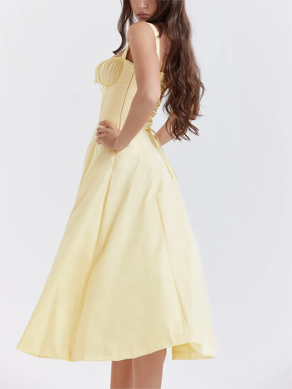 💕HOT SALE 49% OFF💕Frenchy Style All Over Print Ruched Women Lace Up Dress🌸