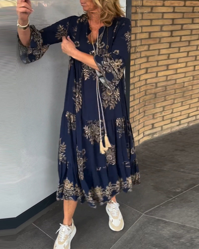 🔥Hot Sale 49% OFF🔥Loose-Fitting Vintage V-neck Dress