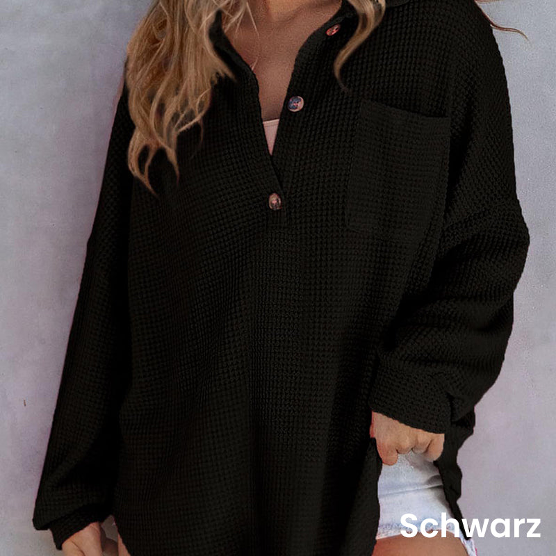 🔥Hot SALE 50% Off🔥Women’s Loose Solid Colour Waffle Knit Shirt