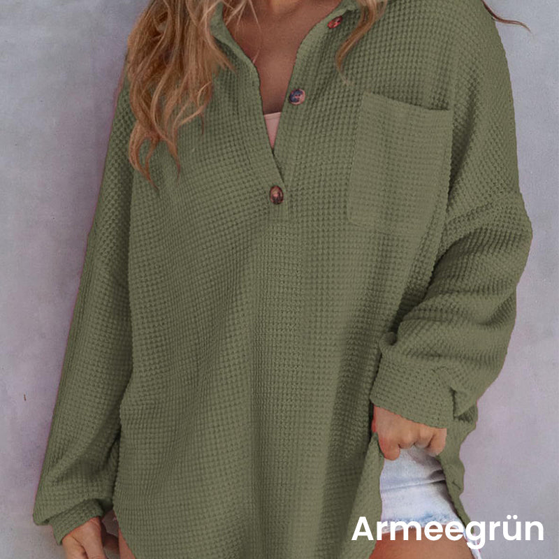 🔥Hot SALE 50% Off🔥Women’s Loose Solid Colour Waffle Knit Shirt