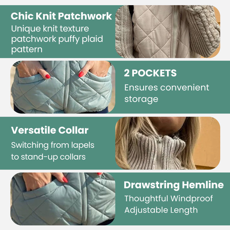 💥Last Day Sale 70% OFF🥰2025 New Women's Knit Patchwork Puffy Jacket