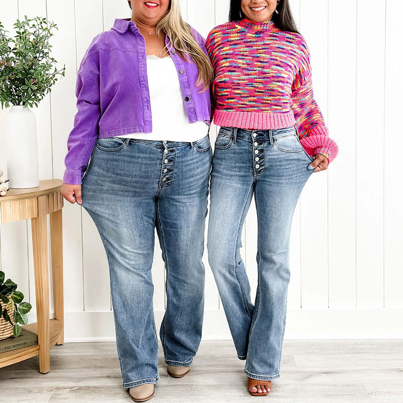 🎁2025 Hot sale 49% OFF💃Mid Rise Button Fly Bootcut Jeans
